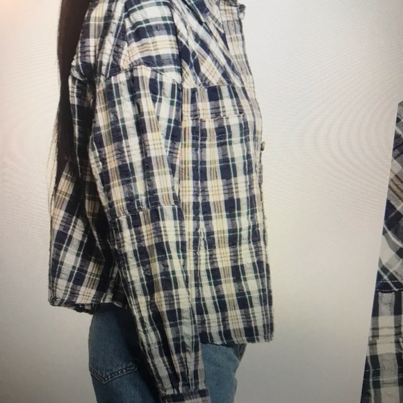 BDG URBAN OUTFITTERS Women’s Addison Check Button-Up Plaid Navy White Shirt L - Picture 5 of 15